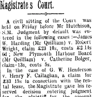 Magistrate's Court. (Taranaki Daily News 31-7-1905)