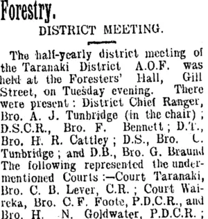 Forestry. (Taranaki Daily News 10-8-1905)