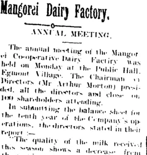 Mangorei Dairy Factory. (Taranaki Daily News 5-10-1905)