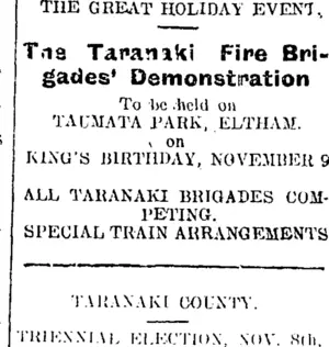 Page 3 Advertisements Column 3 (Taranaki Daily News 9-11-1905)