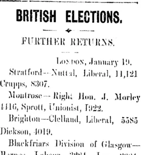 BRITISH ELECTIONS. (Taranaki Daily News 22-1-1906)