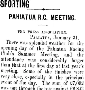 SPORTING (Taranaki Daily News 1-2-1906)
