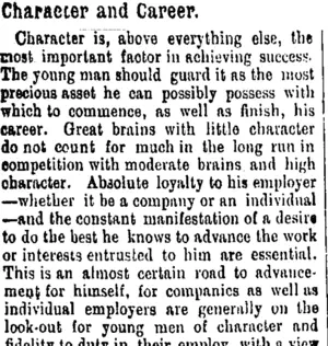 Character and Career. (Taranaki Daily News 22-2-1906)
