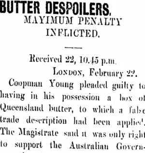 BUTTER DESPOILERS. (Taranaki Daily News 23-2-1906)