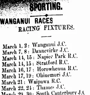 SPORTING. (Taranaki Daily News 2-3-1906)