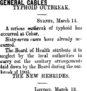 GENERAL CABLES. (Taranaki Daily News 15-3-1906)