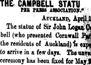 THE CAMPBELL STATUE. (Taranaki Daily News 19-4-1906)