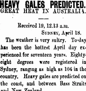 HEAVY GALES PREDICTED. (Taranaki Daily News 19-4-1906)