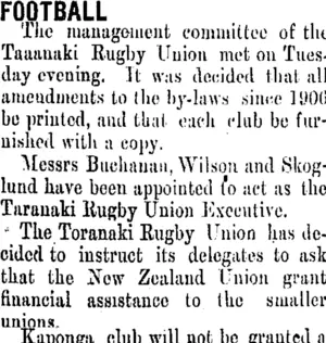 FOOTBALL. (Taranaki Daily News 19-4-1906)