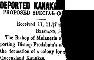 DEPORTED KANAKAS. (Taranaki Daily News 12-4-1906)