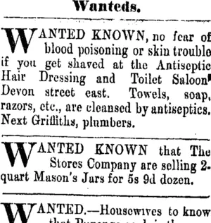 Page 1 Advertisements Column 7 (Taranaki Daily News 26-4-1906)