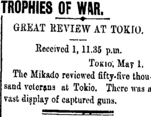TROPHIES OF WAR. (Taranaki Daily News 2-5-1906)