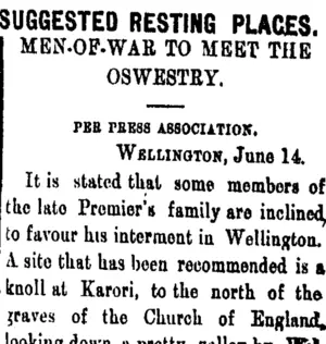 SUGGESTED RESTING PUCES. (Taranaki Daily News 15-6-1906)