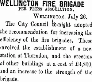 WELLINGTON FIRE BRIGADE. (Taranaki Daily News 27-7-1906)