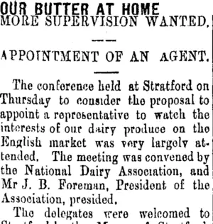 OUR BUTTER AT HOME. (Taranaki Daily News 20-7-1906)
