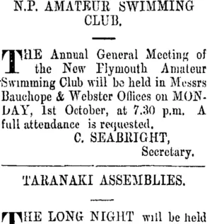 Page 3 Advertisements Column 5 (Taranaki Daily News 26-9-1906)