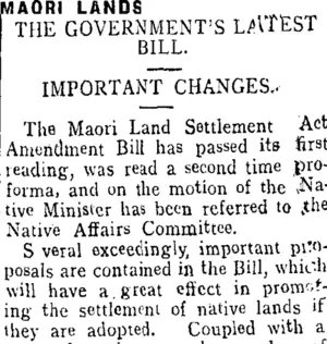 MAORI LANDS. (Taranaki Daily News 19-10-1906)