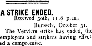 A STRIKE ENDED. (Taranaki Daily News 31-10-1906)