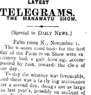 LATEST TELEGRAMS. (Taranaki Daily News 2-11-1906)