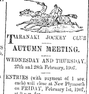 Page 3 Advertisements Column 6 (Taranaki Daily News 10-1-1907)