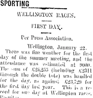 SPORTING (Taranaki Daily News 23-1-1907)