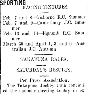 SPORTING (Taranaki Daily News 4-2-1907)