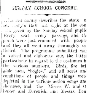 SUNDAY SCHOOL CONCERT. (Taranaki Daily News 18-6-1907)