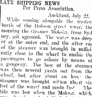 LATE SHIPPING NEWS. (Taranaki Daily News 23-7-1907)