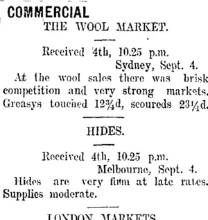 COMMERCIAL. (Taranaki Daily News 5-9-1907)