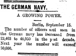 THE GERMAN NAVY. (Taranaki Daily News 17-9-1907)