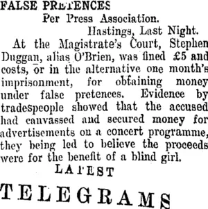 FALSE PRETENCES. (Taranaki Daily News 12-10-1907)