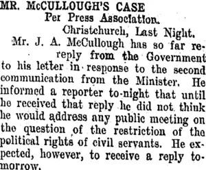 MR. McCULLOUGH'S CASE. (Taranaki Daily News 12-10-1907)