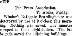 FIRE. (Taranaki Daily News 12-10-1907)