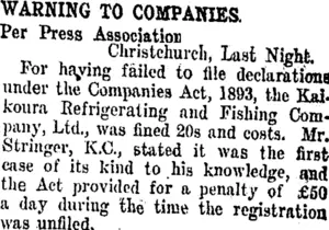 WARNING TO COMPANIES. (Taranaki Daily News 24-10-1907)