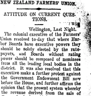 NEW ZEALAND FARMERS' UNION. (Taranaki Daily News 24-10-1907)