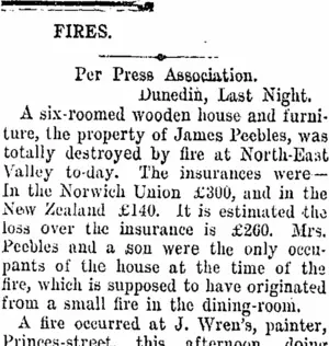 FIRES. (Taranaki Daily News 25-10-1907)