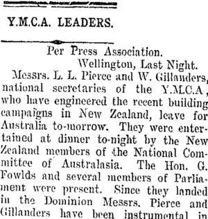 Y.M.C.A. LEADERS. (Taranaki Daily News 25-10-1907)