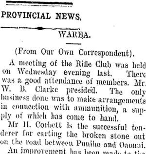 PROVINCIAL NEWS. (Taranaki Daily News 25-10-1907)