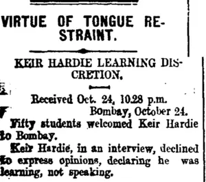 VIRTUE OF TONGUE RESTRAINT. (Taranaki Daily News 25-10-1907)