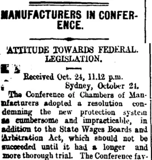 MANUFACTURERS IN CONFERENCE. (Taranaki Daily News 25-10-1907)