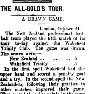 THE ALL-GOLD'S TOUR. (Taranaki Daily News 25-10-1907)