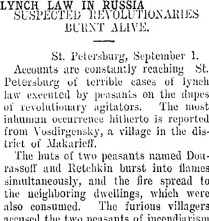 LYNCH LAW IN RUSSIA. (Taranaki Daily News 26-10-1907)