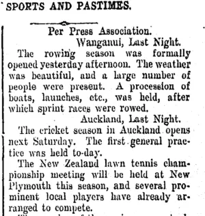 SPORTS AND PASTIMES. (Taranaki Daily News 21-10-1907)