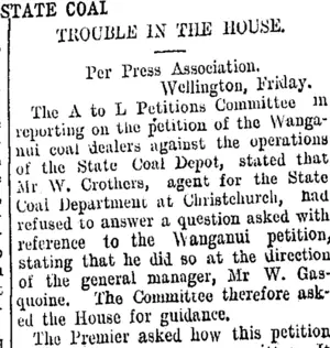 STATE COAL. (Taranaki Daily News 21-10-1907)