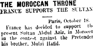 THE MOROCCAN THRONE. (Taranaki Daily News 21-10-1907)