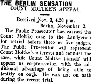 THE BERLIN SENSATION. (Taranaki Daily News 4-11-1907)