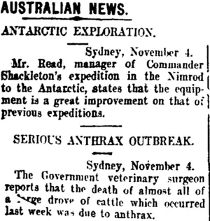 AUSTRALIAN NEWS. (Taranaki Daily News 5-11-1907)
