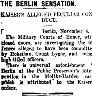 THE BERLIN SENSATION. (Taranaki Daily News 6-11-1907)