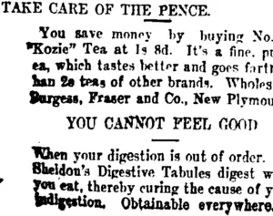 TAKE CARE OF THE PENCE. (Taranaki Daily News 6-11-1907)