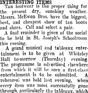 INTERESTING ITEMS. (Taranaki Daily News 6-11-1907)